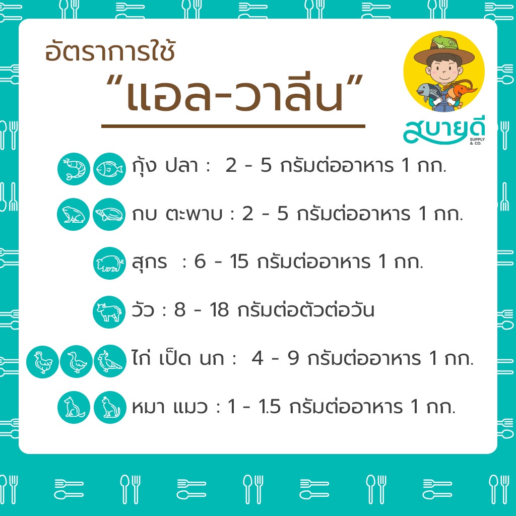 แอลวาลีน L-Valine 500 กรัม อะมิโนแอซิต ลด FCR เนื้อแน่น โตไว เร่งไซส์ กระตุ้นฮอร์โมนสร้างกล้ามเนื้อ สบายดีซัพพลายแอนด์โค - รูปที่ 2