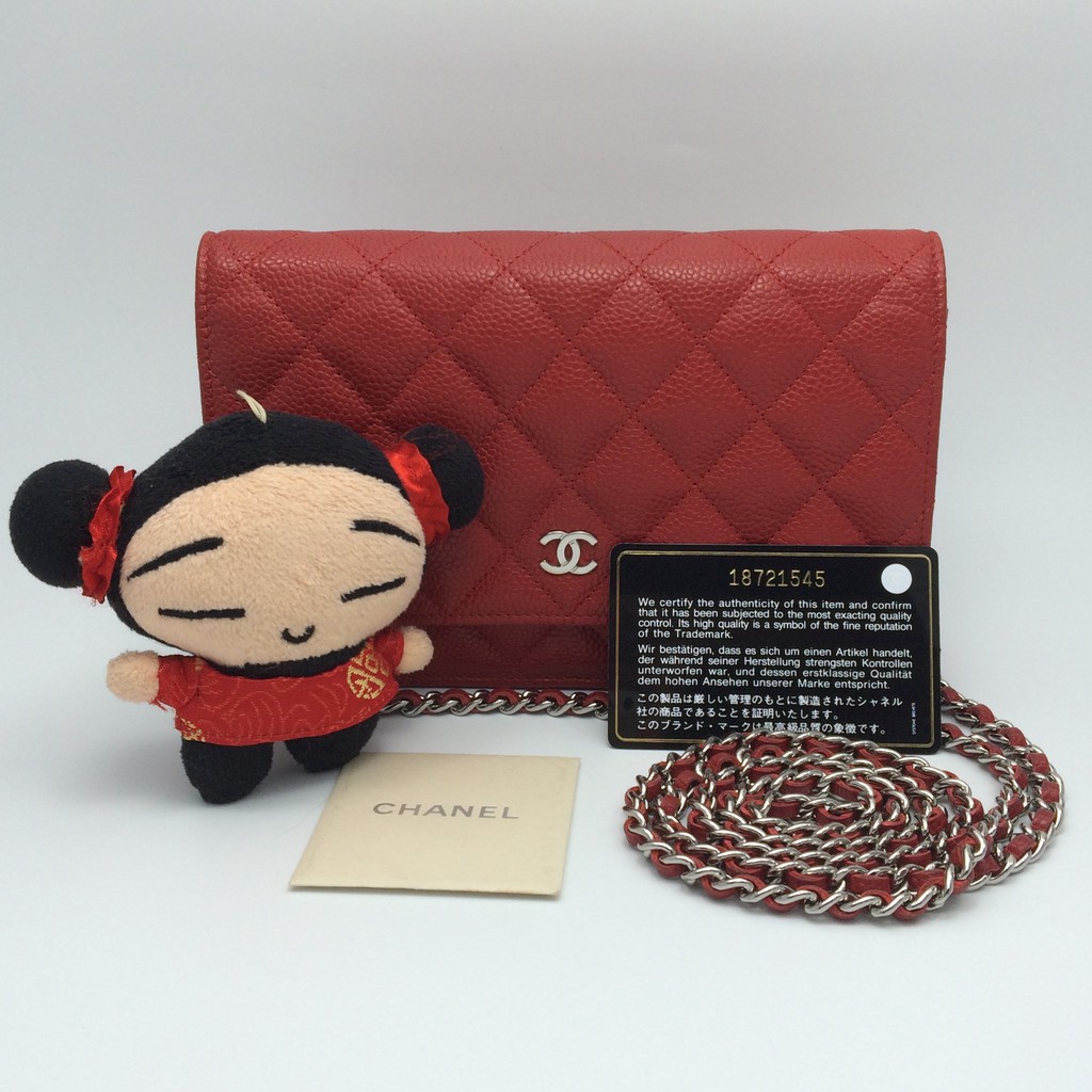 (SOLD) Chanel WOC Red Caviar SHW