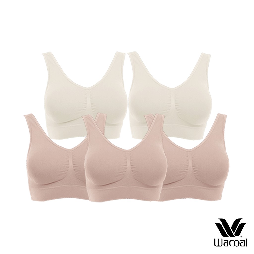 Wacoal Surprise Seamless Bra set 5 pcs เสื้อชั้นใน ทอไร้ตะเข็บ แบบสวมหัว รุ่น WH9C24 คละสี (เบจX3-ครีมX2)