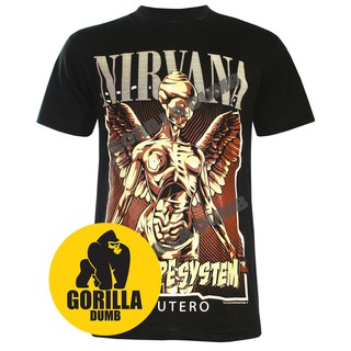 Gorilladumb เสื้อยืดลายวงดนตรี The Nirvana In Utero สีดำ