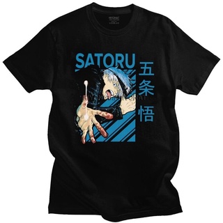 T-shirt  เสื้อยืดแขนสั้น ผ้าฝ้ายแท้ พิมพ์ลายมังงะ Jujutsu Kaisen Satoru Gojou สไตล์วินเทจ สําหรับผู้ชายS-5XL