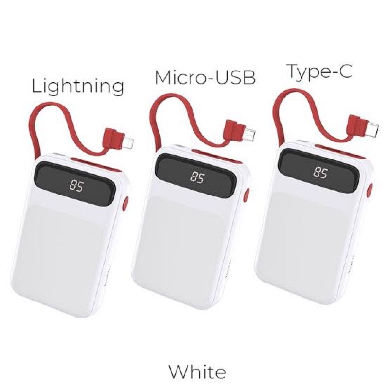 Powerbank Hoco J40 10000 mah มีสายชาร์จในตัว ขนาดเล็ก กะทัดรัด พกพาสะดวก