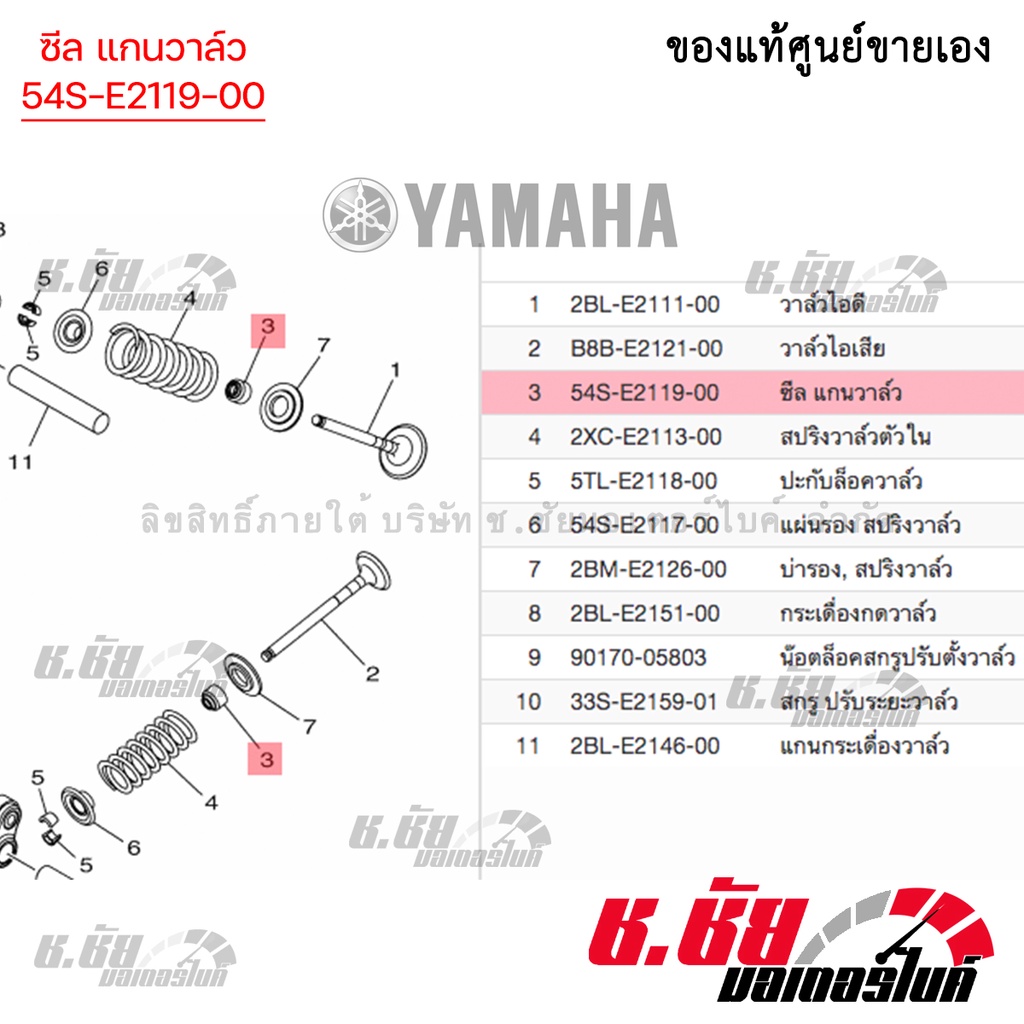 ซีลแกนวาล์ว SPARK115I / TTX/ MIO125I/ FINO115I/ FINO125I/ GRAND FILANO HYBRID/ FINN/ AEROX/ QBIX  (5
