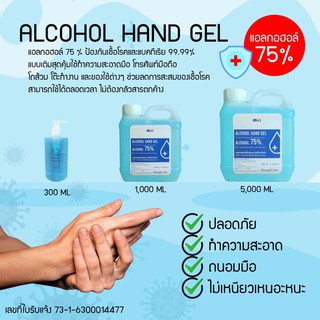 เจลล้างมือ แอลกอฮอล์ 75% แบบพกพา 300ML และแบบเติม 1,000ML 5,000ML มีอย. ส่งจากไทย