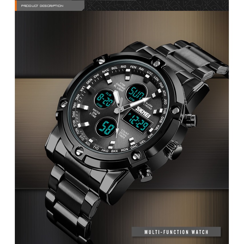 SKMEI Official 1389 Sports Men's Watch Quartz Stopwatch Dual Display Watches Waterproof Wristwatches #8