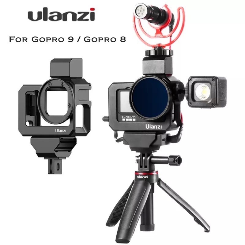 ULANZI Gopro 12 11 10 9 8 Metal Vlog CAGE Dual Cold Shoe for Microphone LED Light 52mm Filter Adapter กรอบเฟรมอลูมิเนียม