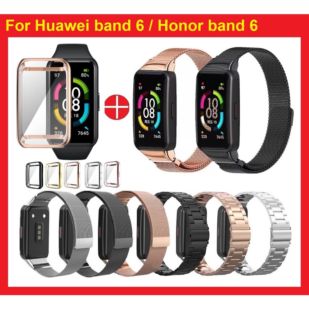 สาย  Huawei Band 6 สายนาฬิกาข้อมือสแตนเลสสตีลสําหรับ Huawei band 6 pro , Huawei Band 6 / Honor abnd 6 Huawei 6 วง สายนาฬิกา Huawei Band 6