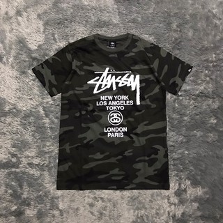 เสื้อยืดพิมพ์ลาย STUSSY WORD TOUR CAMO คุณภาพสูงพรีเมี่ยม