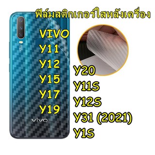 VIVO Y Series /11/ 12/  17/15 / 19/ Y20 /Y11S /Y12S / Y31 / Y1s ฟิล์มหลังเครื่อง 3D ลายเคฟล่า กันน้ำกันเหงื่อ กันรอยขีดข