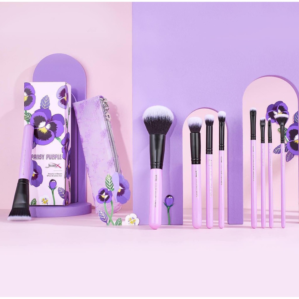 Jessup Beauty 9 pcs Turquoise Collection เซ็ตแปรงพร้อมกระเป๋า