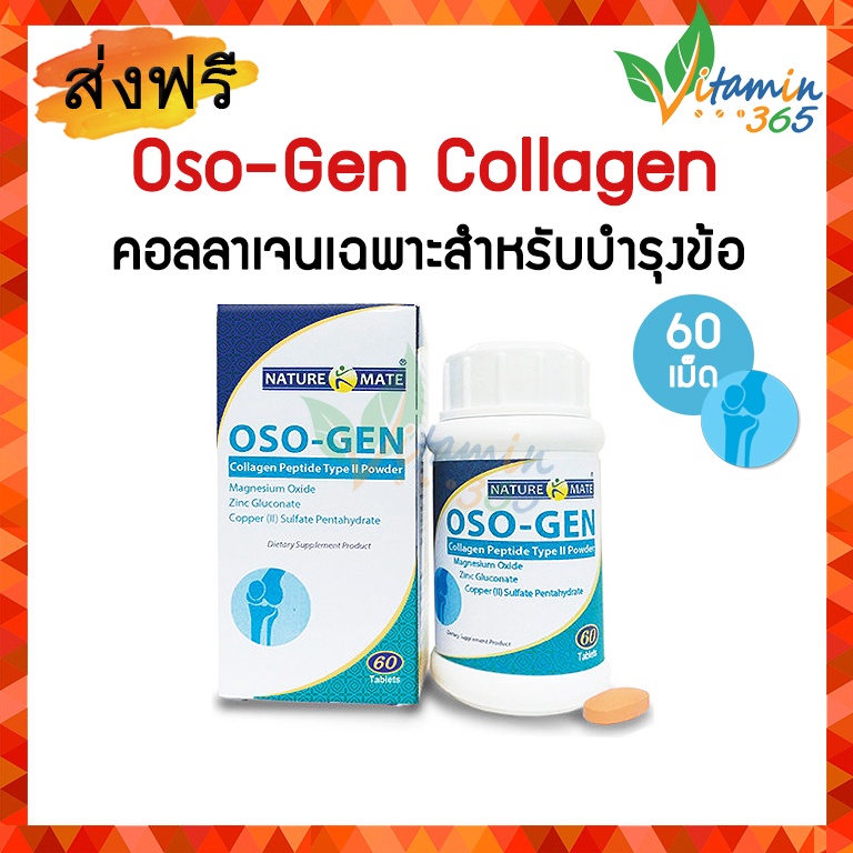 Springmate OSO-GEN Collagen Peptide Type II สปริงเมท ออสโซ-เจน คอลลาเจนเฉพาะสำหรับบำรุงข้อ 60 เม็ด
