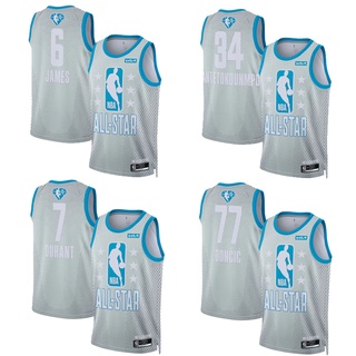 เสื้อกีฬาแขนสั้น ลายทีม Luka Doncic Jordan Gray 2022 NBA All-Star Game Swingman สําหรับผู้ชาย