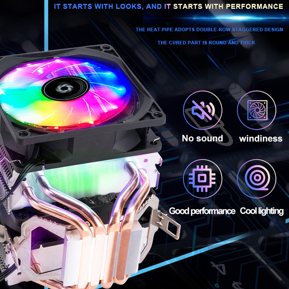 4 Heatpipes RGB CPU Cooler Radiator Silent PWM 3PIN For Intel LGA 1150 ...