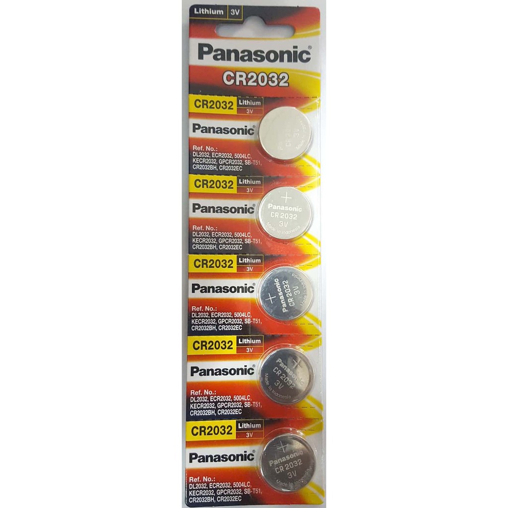 ถ่านกระดุม Panasonic CR2032 แพค 5 ก้อน ของแท้ บริษัทพานาโซนิคซิลเซลล์