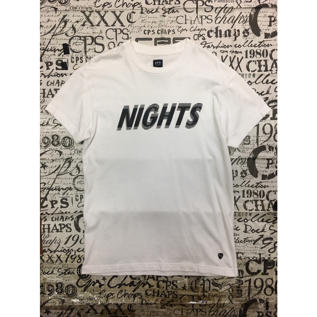 CPS CHAPS MEN TEE เสื้อยืด ชาย GRAPHIC ลาย NIGHT สีขาว WHITE SIZE S สภาพใหม่ 99% แท้แน่นอน