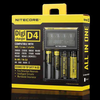 เครื่องชาร์จ NITECORE D4 หน้าจอดิจิตอล บอกกระแสไฟ และค่าประจุไฟที่สามารถชาร์จเข้าไป