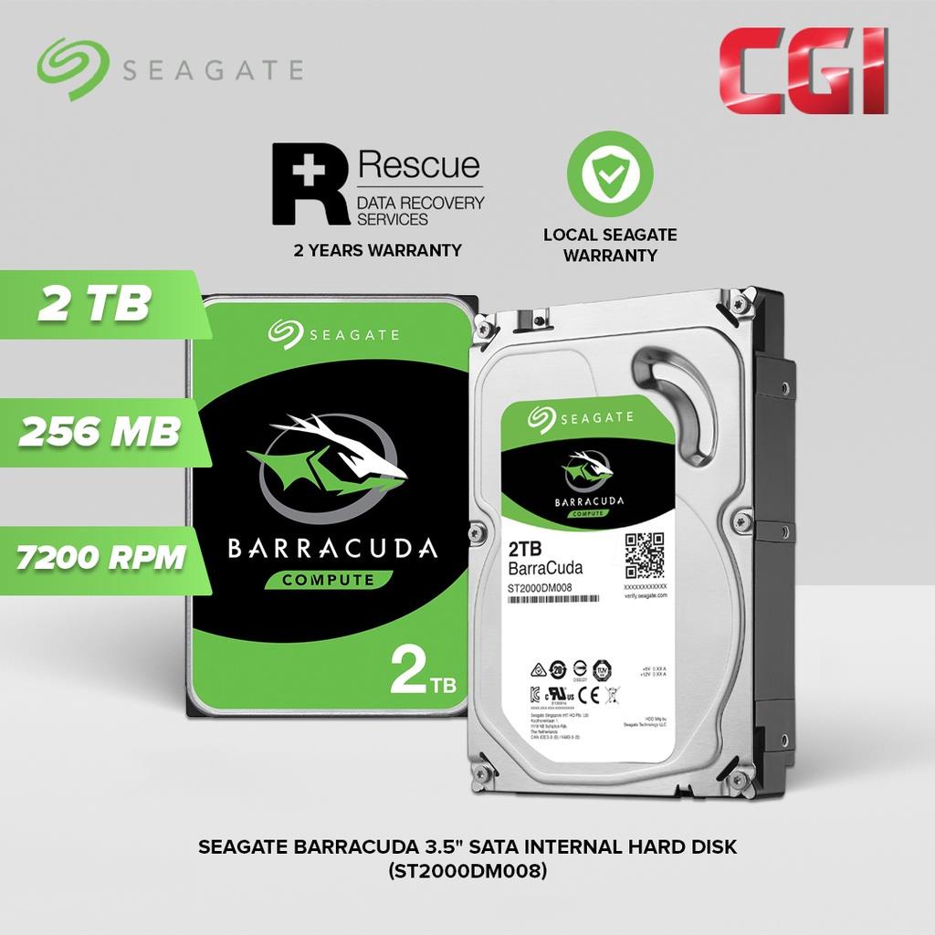 Seagate BarraCuda 2TB 3.5" SATA 256MB 7200RPM Internal HDD - ST2000DM008