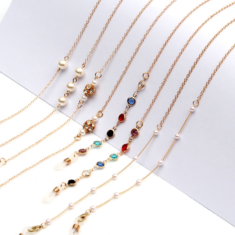 สายโซ่คล้องคอ ประดับไข่มุก ป้องกันการสูญหาย สีรุ้ง แฟชั่นสําหรับผู้หญิง