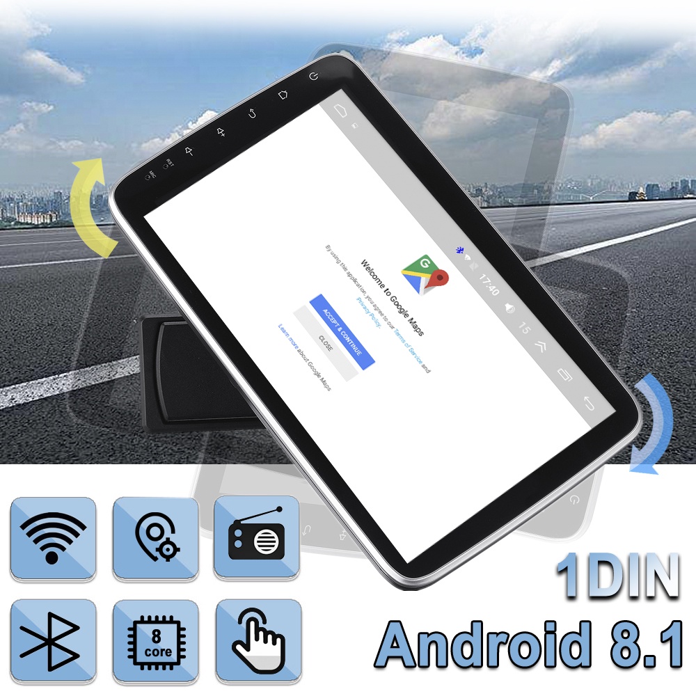 1din เครื่องเล่นมัลติมีเดีย วิทยุ FM AM GPS WIFI หน้าจอสัมผัส 8.1 8 แกน 2+32G 9 นิ้ว หมุนได้ 360 องศา สําหรับ Android
