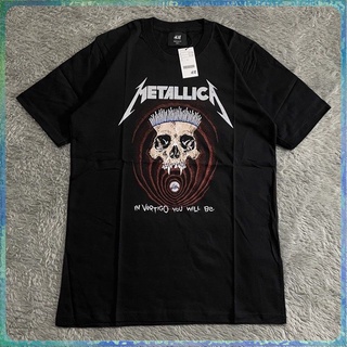 ขายดี เสื้อยืดลําลอง ผ้าฝ้าย 100% แขนสั้น พิมพ์ลาย Metallica IN VERTIGO YOU WILL BE tee lelaki สีดํา พลัสไซซ์ ของขวัญว