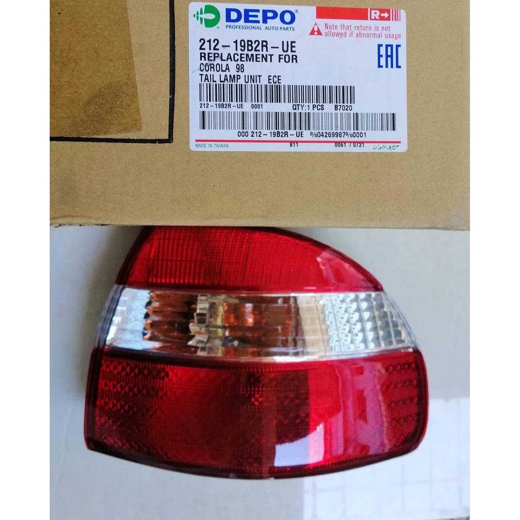 ไฟท้าย TOYOTA COROLA,AE112 ปี98 ข้างRH DEPO ไต้หวัน ราคาดวงละ 580บาท