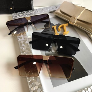 Eyewear_by.tm แว่นกันแดด ทรงเหลี่ยมใหญ่  เก็บทรงหน้า  รุ่น BiGSq สีดำ , ดำไล่ , ชา