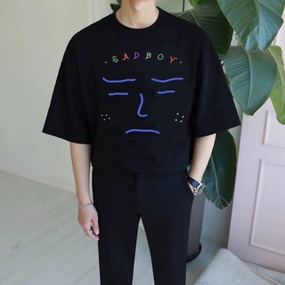 เสื้อยืด oversize ผ้า cotton ลาย sad boy