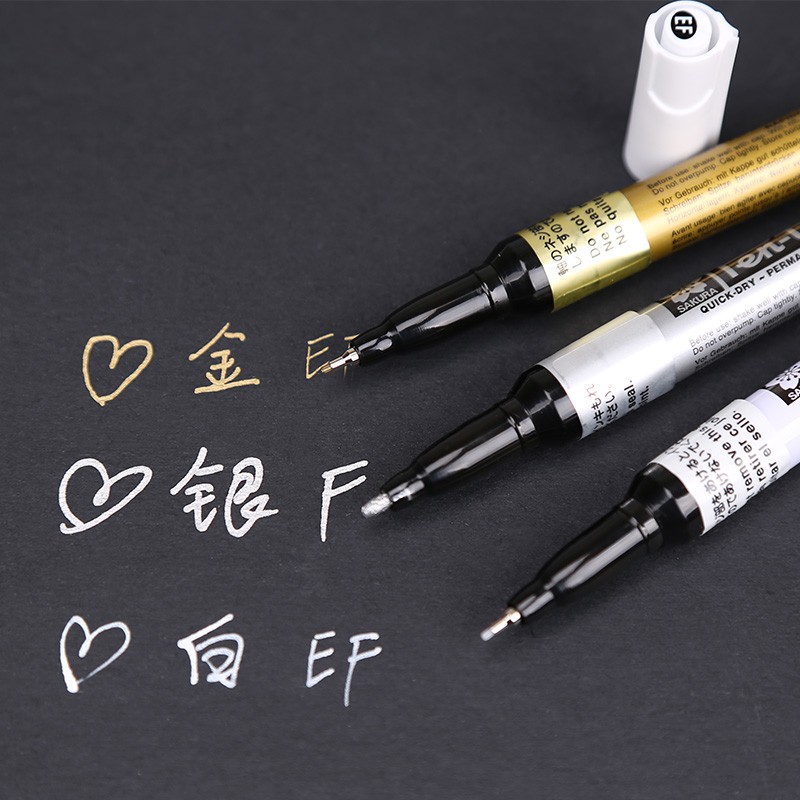 ปากกาเพ้นท์ EF หัวเล็กพิเศษ Sakura Pen-Touch Paint Marker 0.7 mm สีทอง/สีเงิน/สีขาว
