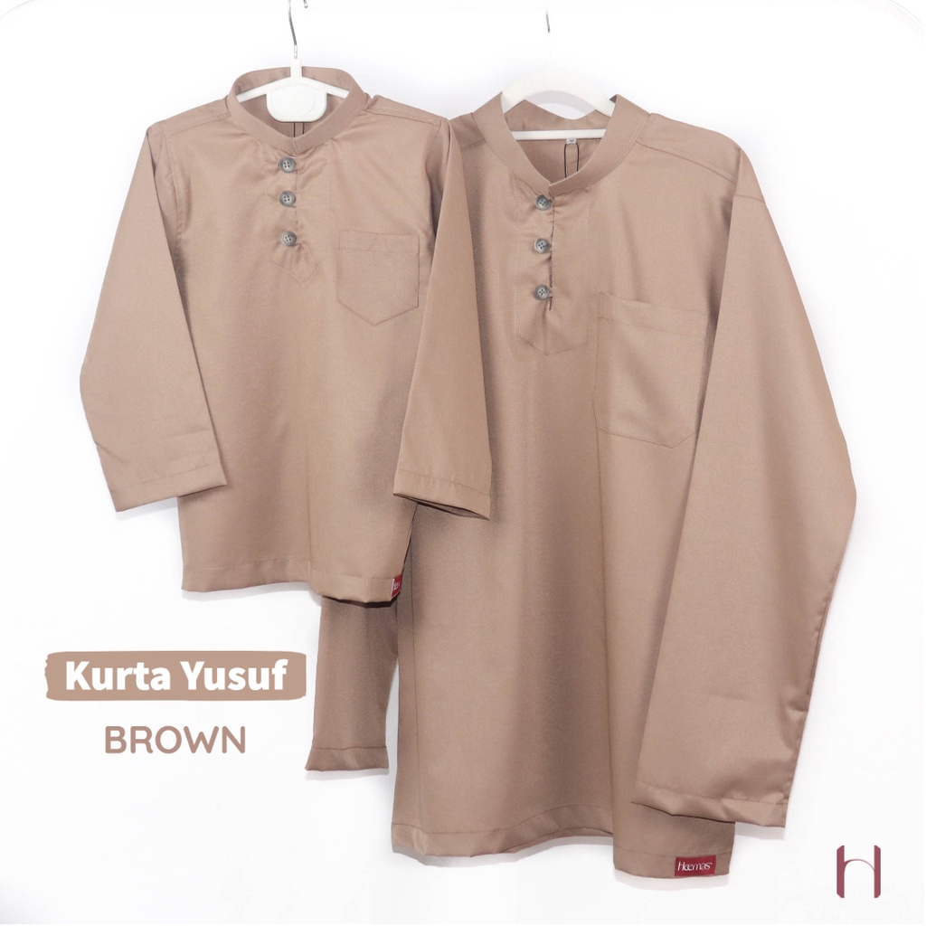 Kurta YUSUF - BROWN - Kurta เสื้อแขนยาวลําลอง ผ้าฝ้าย ทรงปกติ สีน้ําตาล
