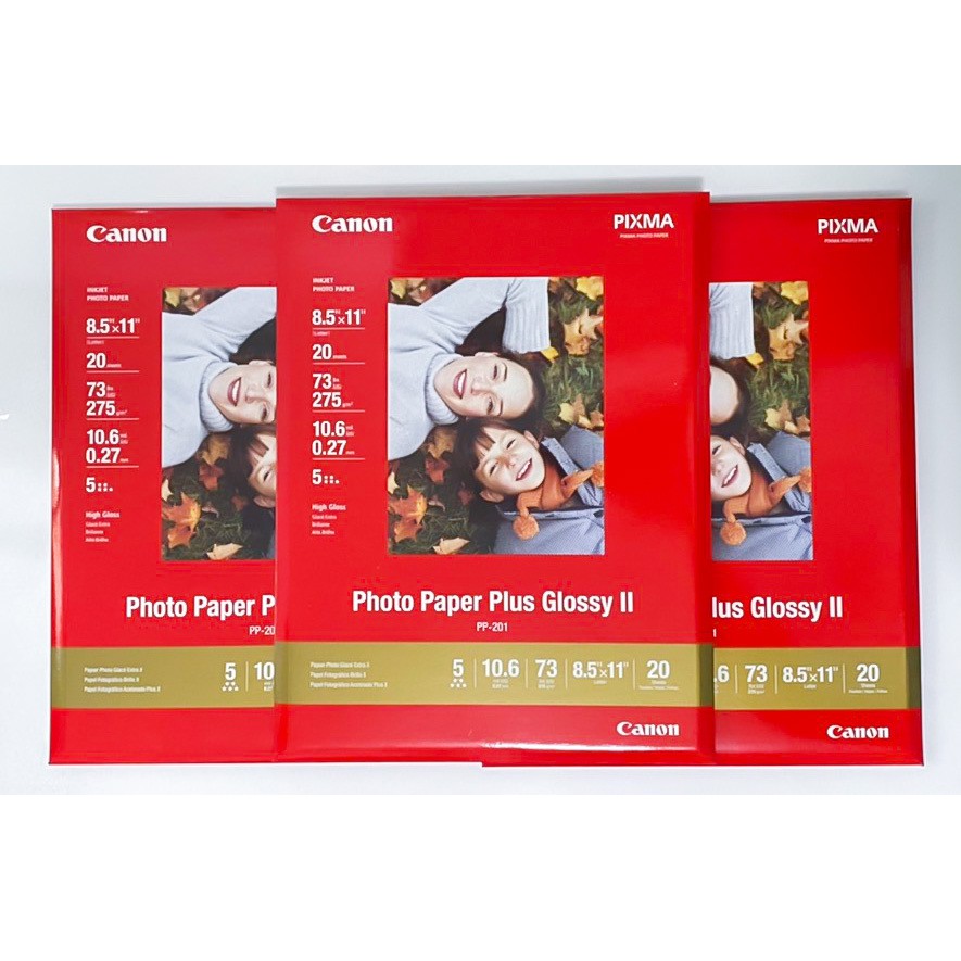 (พร้อมส่ง) กระดาษถ่ายภาพ Canon Photo Paper Plus Glossy II PP-201 8.5"x11" 20 แผ่น 275g พิมพ์ภาพ โฟโต