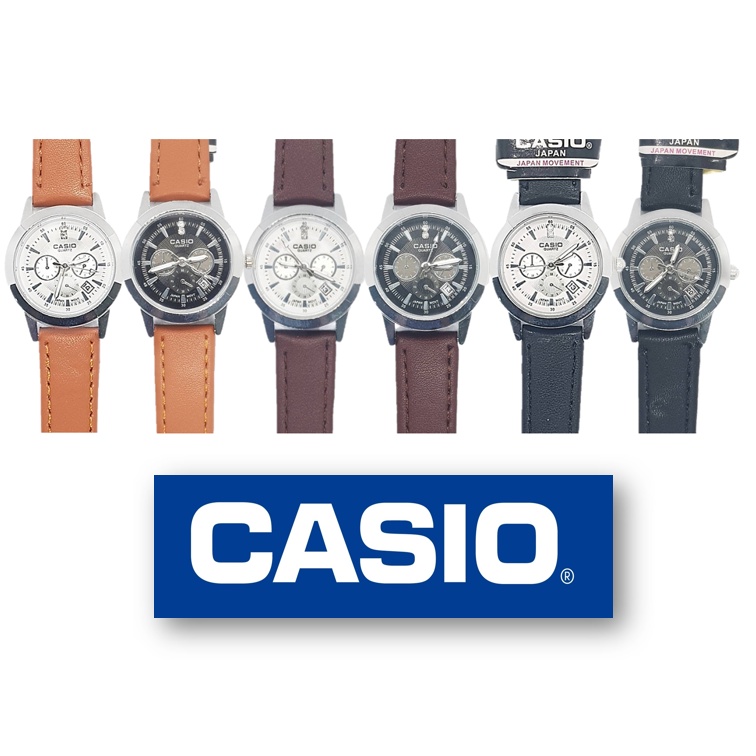 (กล่อง+คู่มือ) casio สายหนัง กันน้ำ สีน้ำตาล นาฬิกาข้อมือผู้หญิงและผู้ชาย นาฬิกาคาสิโอ้ ควอตซ์หญิง นาฬิกาcasio RC611/2