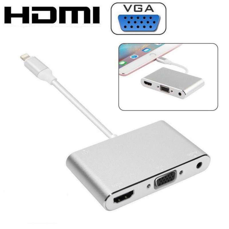ลดราคา Lightning to Digital AV Video HDMI/HDTV/VGA/Audio cable Adapter For iPhone 6 6S 7 7 Plus Ipad Air Mini pro projector #สินค้าเพิ่มเติม สายต่อจอ Monitor แปรงไฟฟ้า สายpower ac สาย HDMI