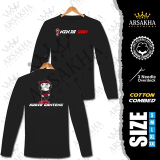 เสื้อยืดแขนยาว ผ้าฝ้าย ลาย Ninja Van Courier Combed 30S สําหรับผู้ชาย