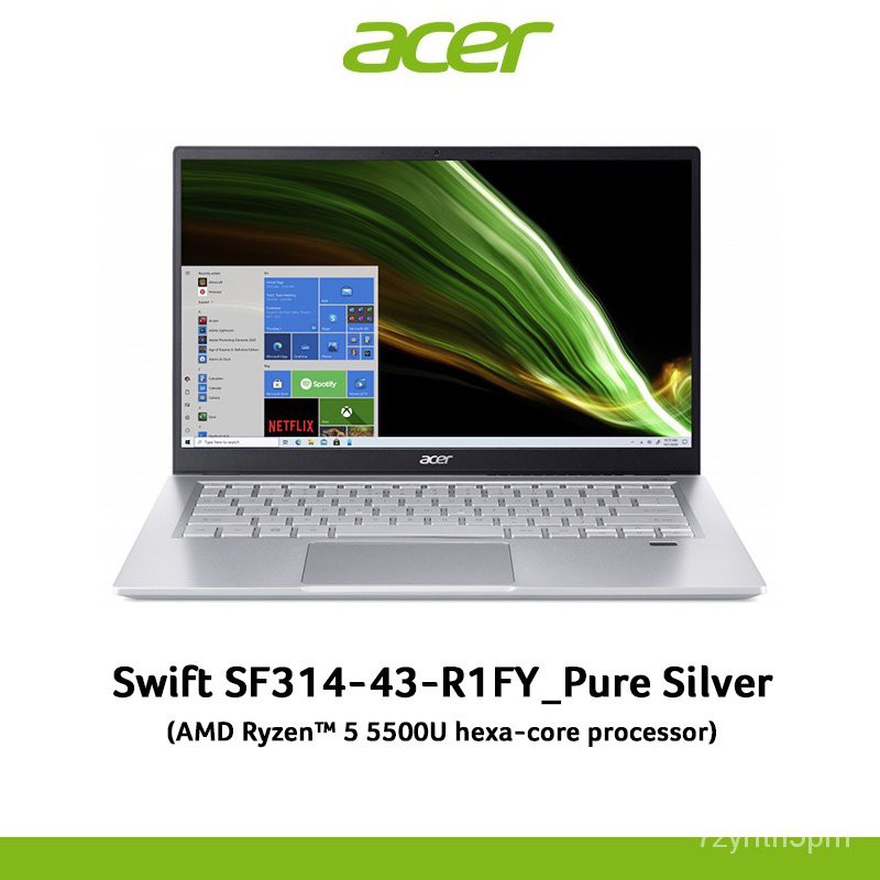 nice[ผ่อน 0%] Acer Swift SF314-43-R1FY_Pure Silver NX.AB1ST.00A Notebook ( โน๊ตบุ๊ค ) 14" FHD R5-5500U RAM8GB SSD512GB W