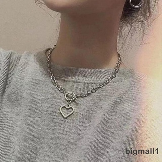 Bigmall- สร้อยคอโซ่ จี้รูปหัวใจ สีเงิน สําหรับผู้หญิง