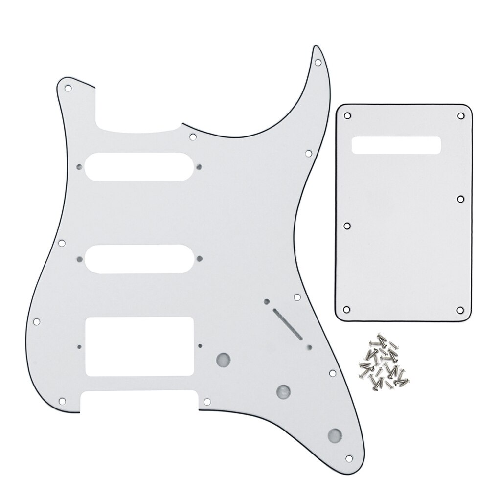 FLEOR ชุดสีขาว 3 ชั้น HSS กีตาร์ Pickguard Scratch แผ่น SSH & แผ่นด้านหลัง Tremolo ฝาครอบและสกรูสําหรับ ST กีตาร์อะไหล่