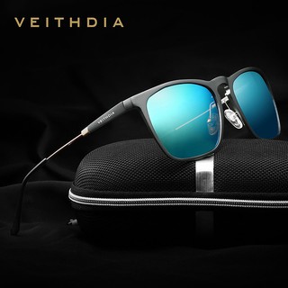 VEITHDIA แว่นกันแดดอลูมิเนียม Polarized ทรงสี่เหลี่ยมสไตล์วินเทจ