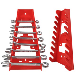 Red Plastic 9 Slot Wall Mounted Wrench Holder Rack Standard Organizer Tools