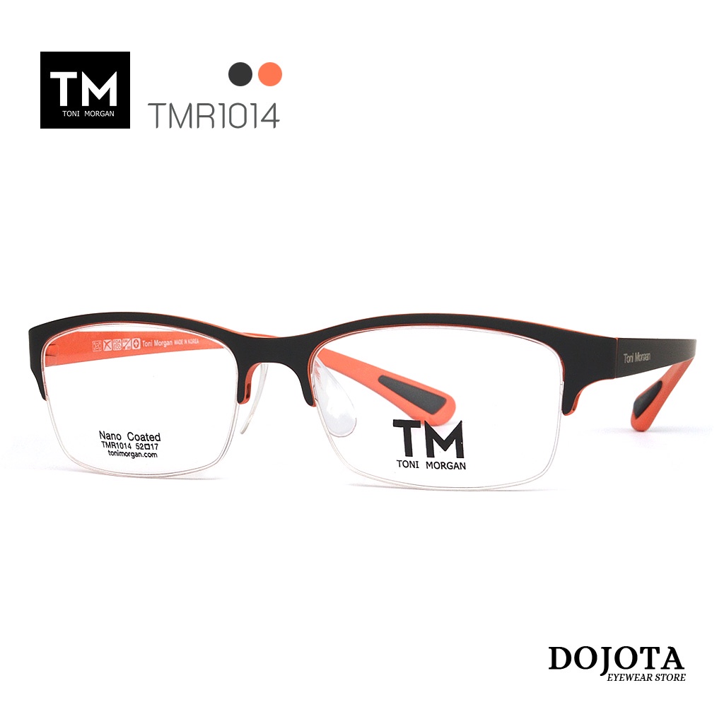 กรอบแว่นครึ่งกรอบ Toni Morgan รุ่น TMR 1014 สีดำ/ส้ม ยืดหยุ่น บิดงอได้ Made in Korea