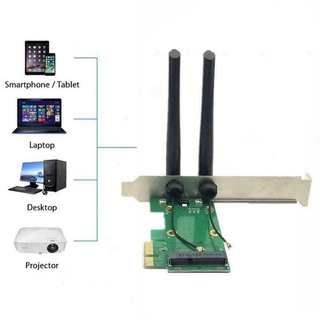 การ์ดเครือข่ายไร้สาย Wifi Mini Pcie ไปยังอะแดปเตอร์เดสก์ท็อป Pci-E 1X ขายร้อน