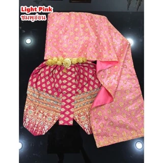 ชุดสไบลูกไม้เด็ก เย็บประกบลูกไม้สีทอง FV13
