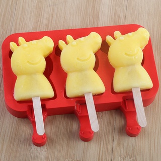 แม่พิมพ์ซิลิโคนลายการ์ตูน Peppa Popsicle สําหรับทําไอศกรีมไอศกรีมแท่ง