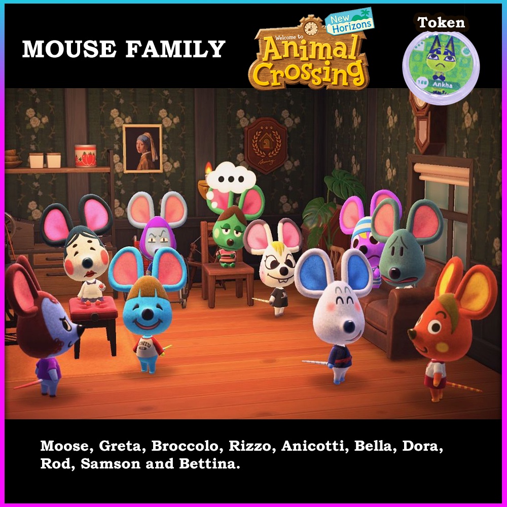 Animal Crossing Amiibo Tokens หนู Greta, Broccolo, Rizzo, Anicotti, Bella, Dora, Rod, Samson