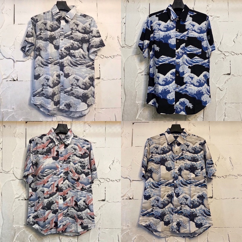 เสื้อเชิ้ตลายคลื่นทะเล hawaii ไซส์ m l xl 2xl 3xl 4xl เนื้อผ้าเรยอน% ผ้านิ่มสวมใส่สบายไม่ร้อน ใส่ได้ทั้งชายและหญิง