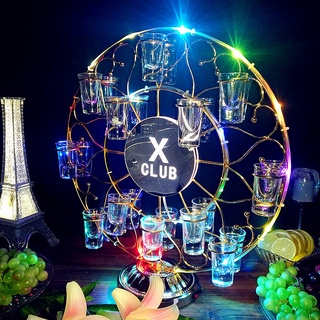 งานเลี้ยงต้องจัดสินค้าใหม่ที่วางแก้วเรืองแสงสร้างสรรค์ที่วางแก้วค็อกเทล LED บาร์ KTV ชั้นวางไวน์ถ้วยกระสุนที่วางแก้วไวน