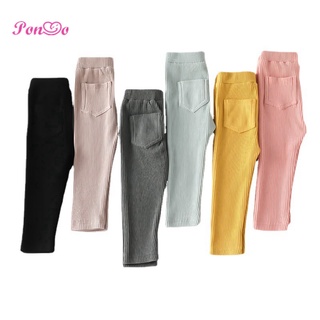 กางเกงเลกกิ้งขายาว ผ้าฝ้าย แบบยืดหยุ่น สําหรับเด็กผู้หญิง แล…