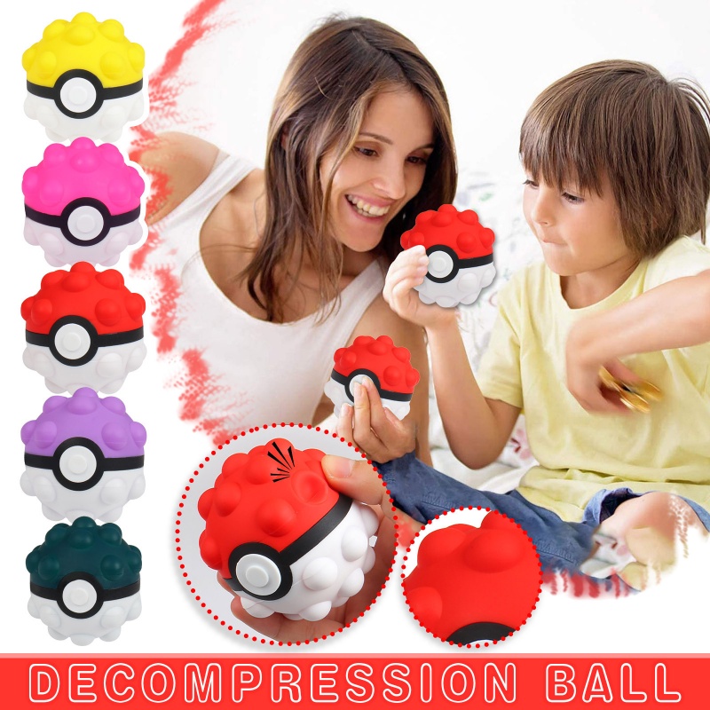ใหม่ Pop It Rainbow Ball Pokeball Fidget ของเล่นบีบคลายเครียด 3D สําหรับเด็ก
