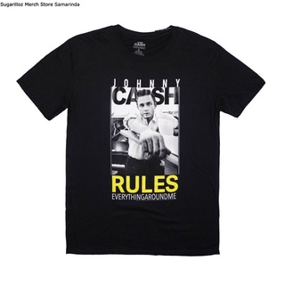 เสื้อยืดโอเวอร์ไซส์เสื้อเชิ้ต Johnny Cash Rules Everything Band สําหรับผู้ชาย - LS-4XL