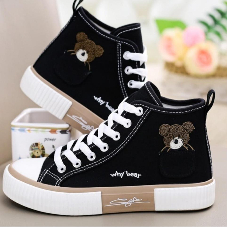 No สองเท่า.. รองเท้าผ้าใบหุ้มข้อสูง Bear Character AS168