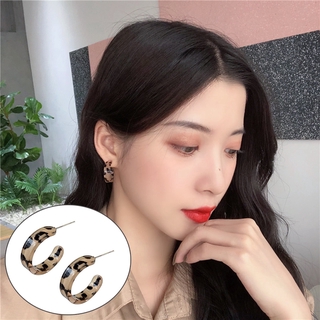 S925 ต่างหูแฟชั่นสตรีพิมพ์ลายเสือดาวสไตล์เกาหลี